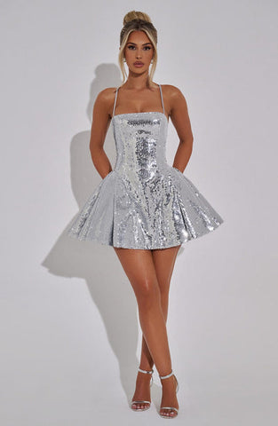 Melissa Mini Dress - Silver