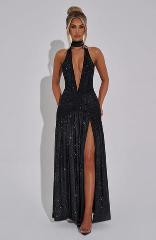 Antonia Maxi Dress - Black Sparkle