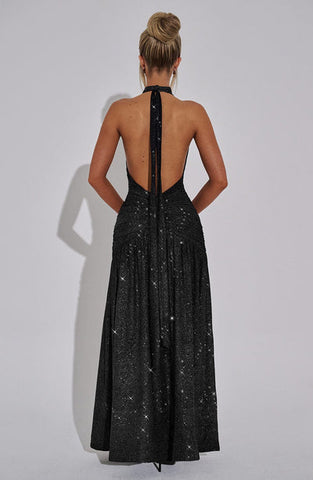 Antonia Maxi Dress - Black Sparkle