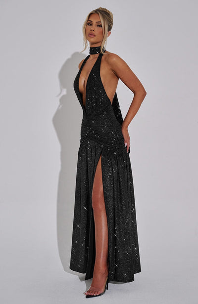 Antonia Maxi Dress - Black Sparkle