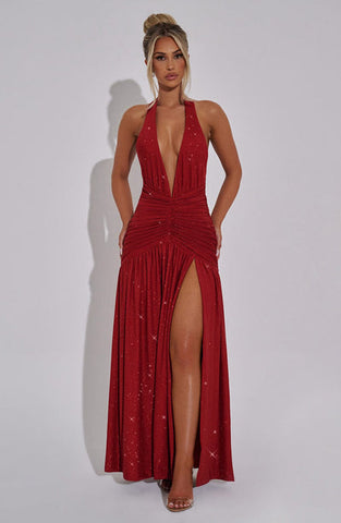 Antonia Maxi Dress - Red Sparkle