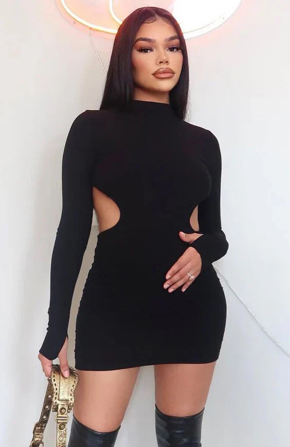 Long Sleeve Mini Dress Black