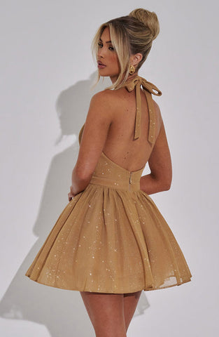 Melanie Mini Dress - Gold Sparkle