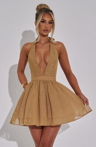 Melanie Mini Dress - Gold Sparkle