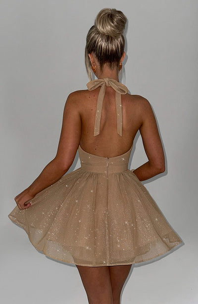 Melanie Mini Dress - Gold Sparkle