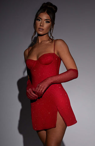 Layla Mini Dress - Red Sparkle