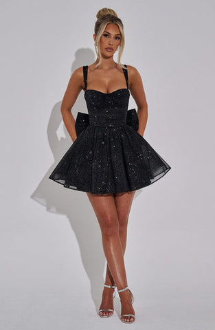 Meghan Mini Dress - Black Sparkle