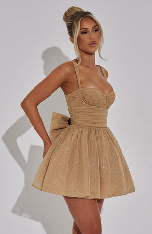 Meghan Mini Dress - Gold Sparkle