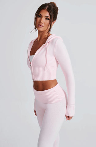 Aria Knit Hoodie Set - Pink