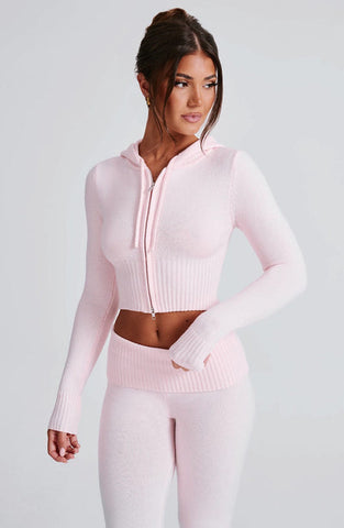 Aria Knit Hoodie Set - Pink