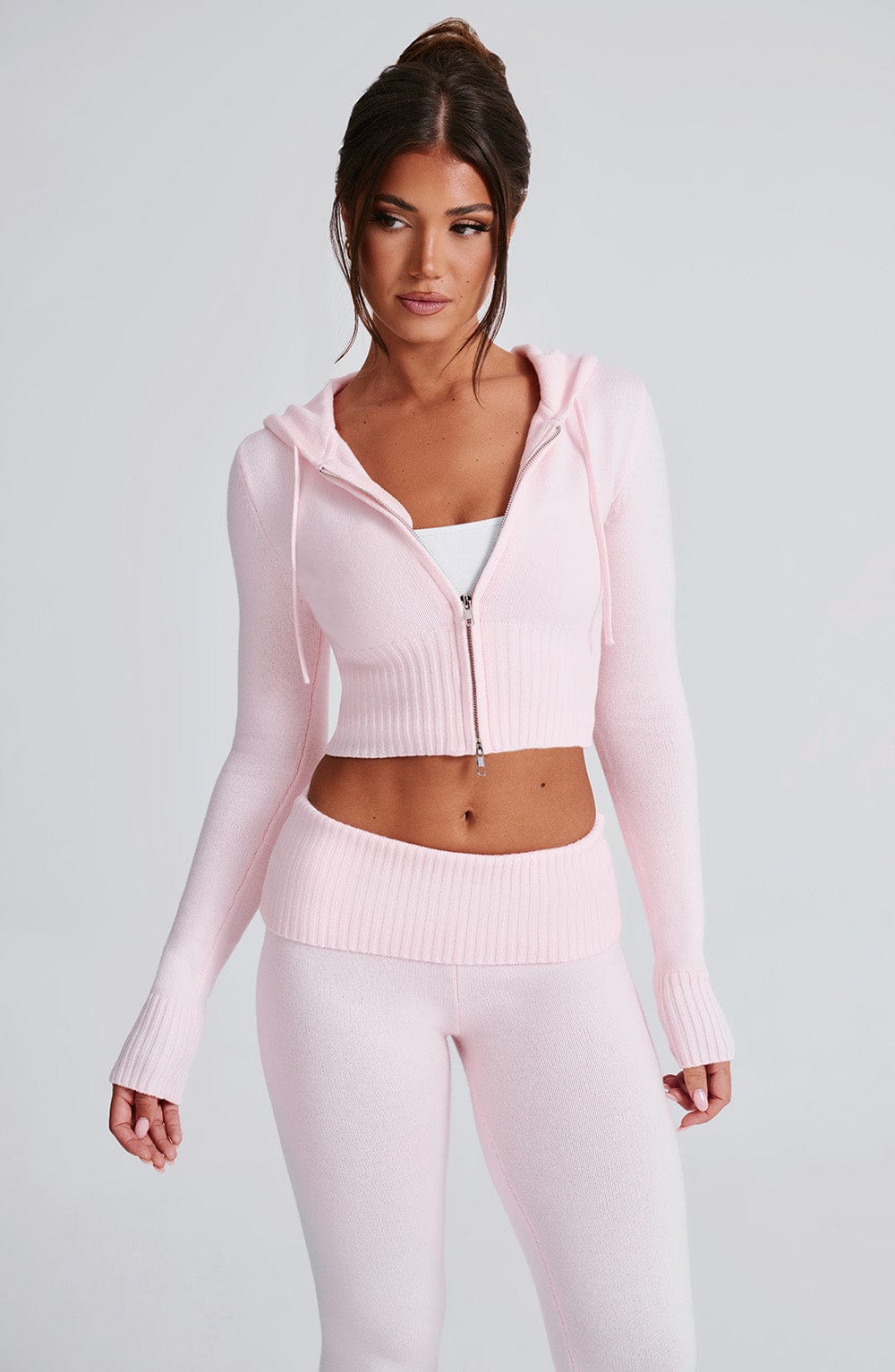 Aria Knit Hoodie Set - Pink