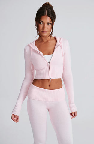 Aria Knit Hoodie Set - Pink