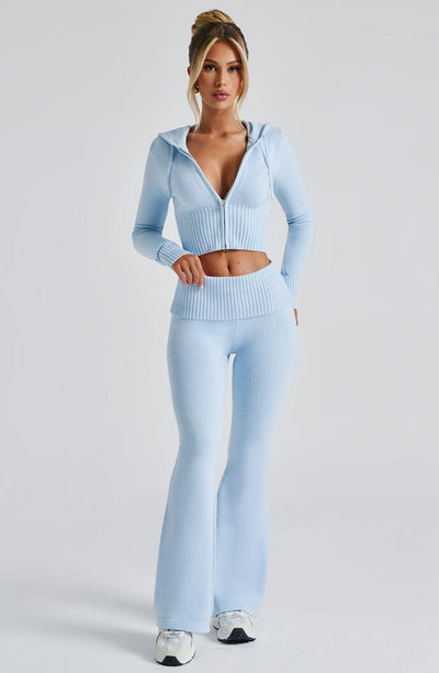 Aria Knit Hoodie Set - Baby Blue