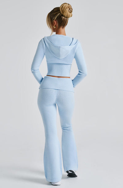 Aria Knit Hoodie Set - Baby Blue