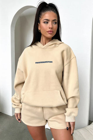 Oversize Hoodie + Shorts Set - Beige