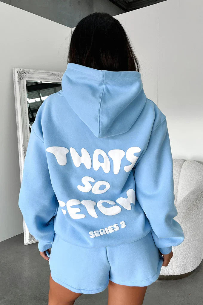 Oversize Hoodie + Shorts Set - Blue