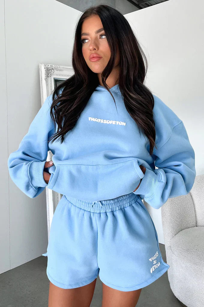 Oversize Hoodie + Shorts Set - Blue