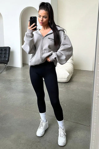 Oversize Zip Up Hoodie - Grey