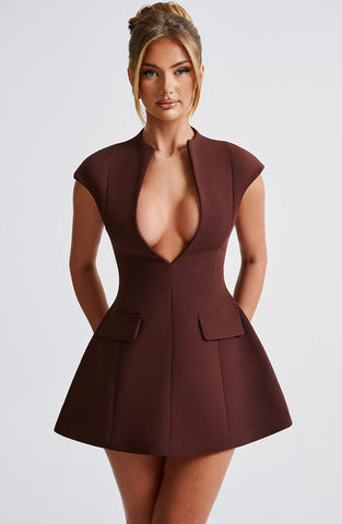 Michaela Mini Dress - Brown