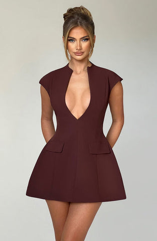 Michaela Mini Dress - Brown