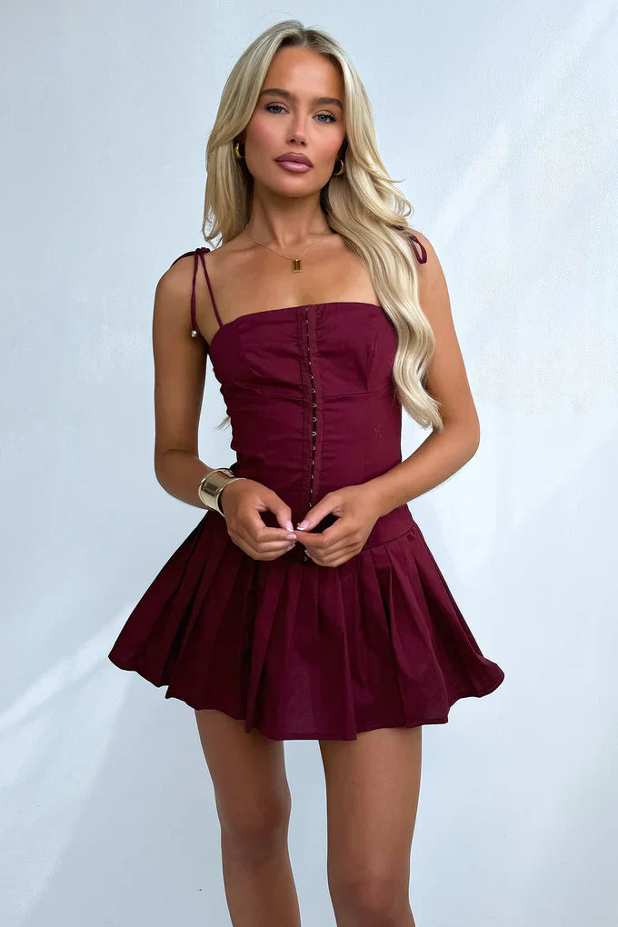 Bonnie Mini Dress - Burgundy